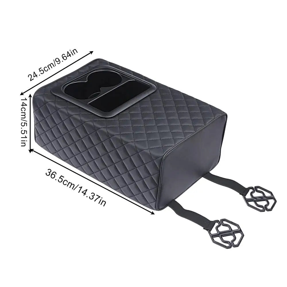 Universal Rear Seat Armrest Console Box with Cup Holders Car Armrest Organizer Qme embroidered