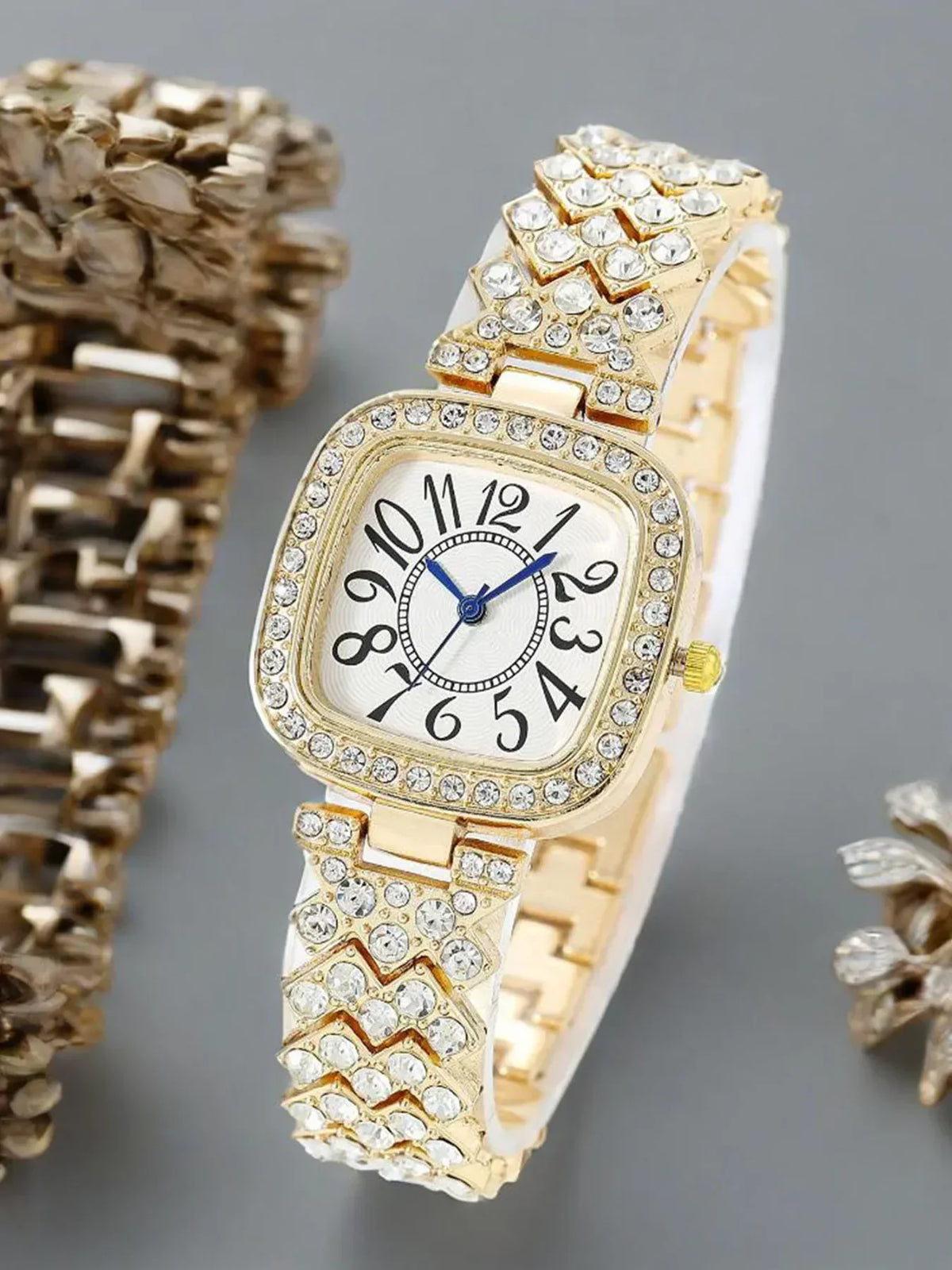 Square Rhinestone Women's Watch – Starry Sky Alloy Dial Fashion Watch Qme