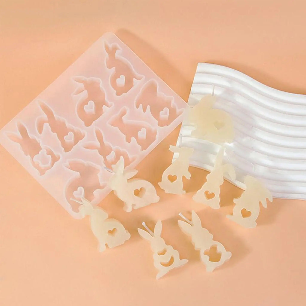 Easter Bunny Silicone Molds 8-Cavity | Soap, Candle & Resin Silicone Craft Mold Qme