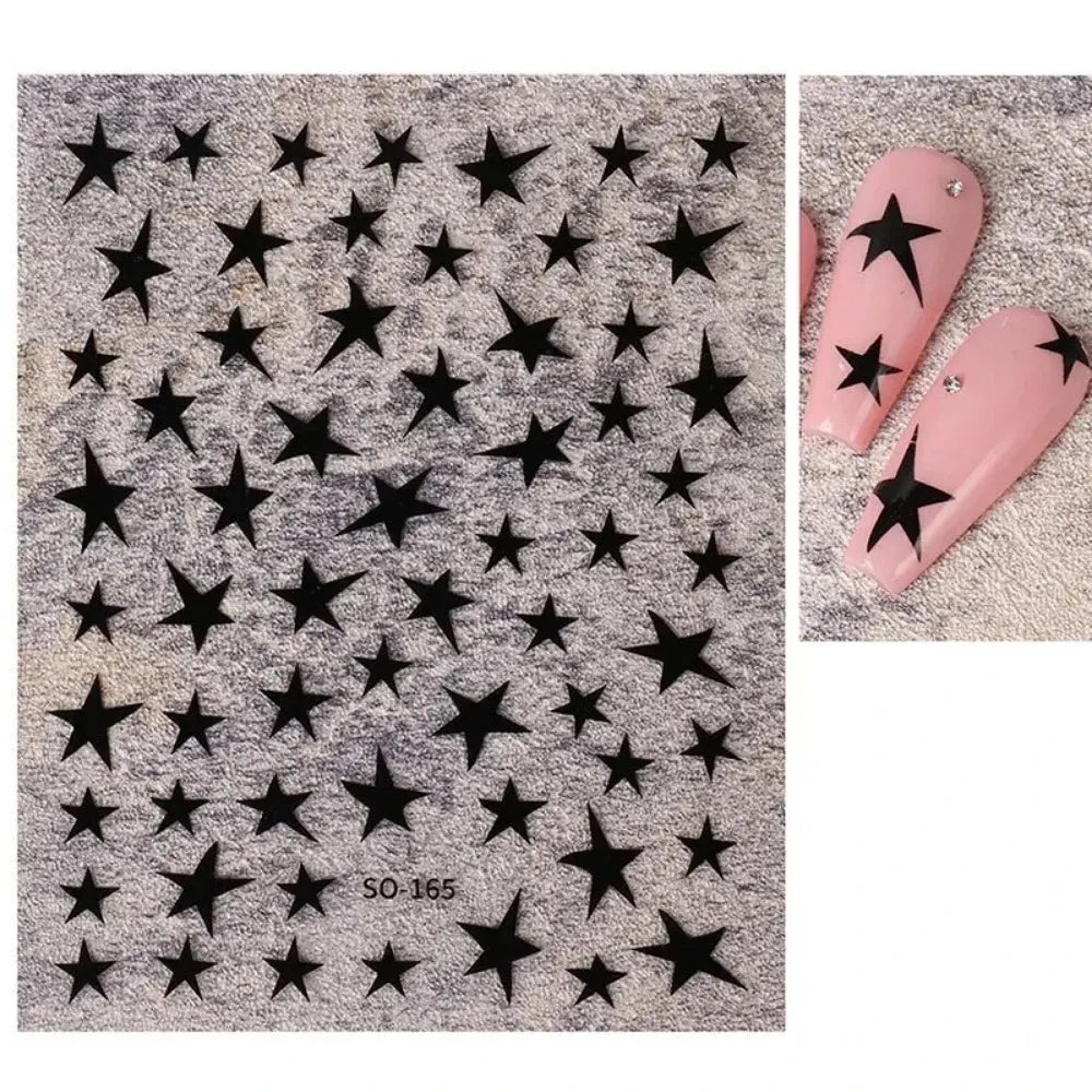 Mix 7 Colourful Star Nail Stickers Laser Pentagram Decals Nail Art Stickers Qme