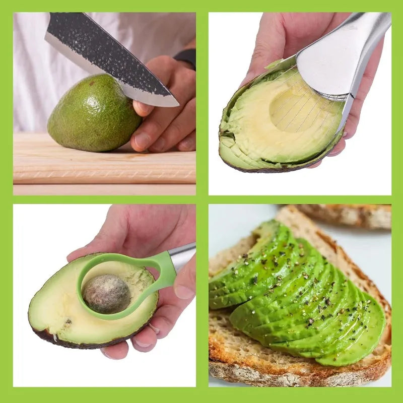Stainless Steel Avocado & Kiwi Slicer with Paring Knife Fruit & Vegetable Slicer Qme