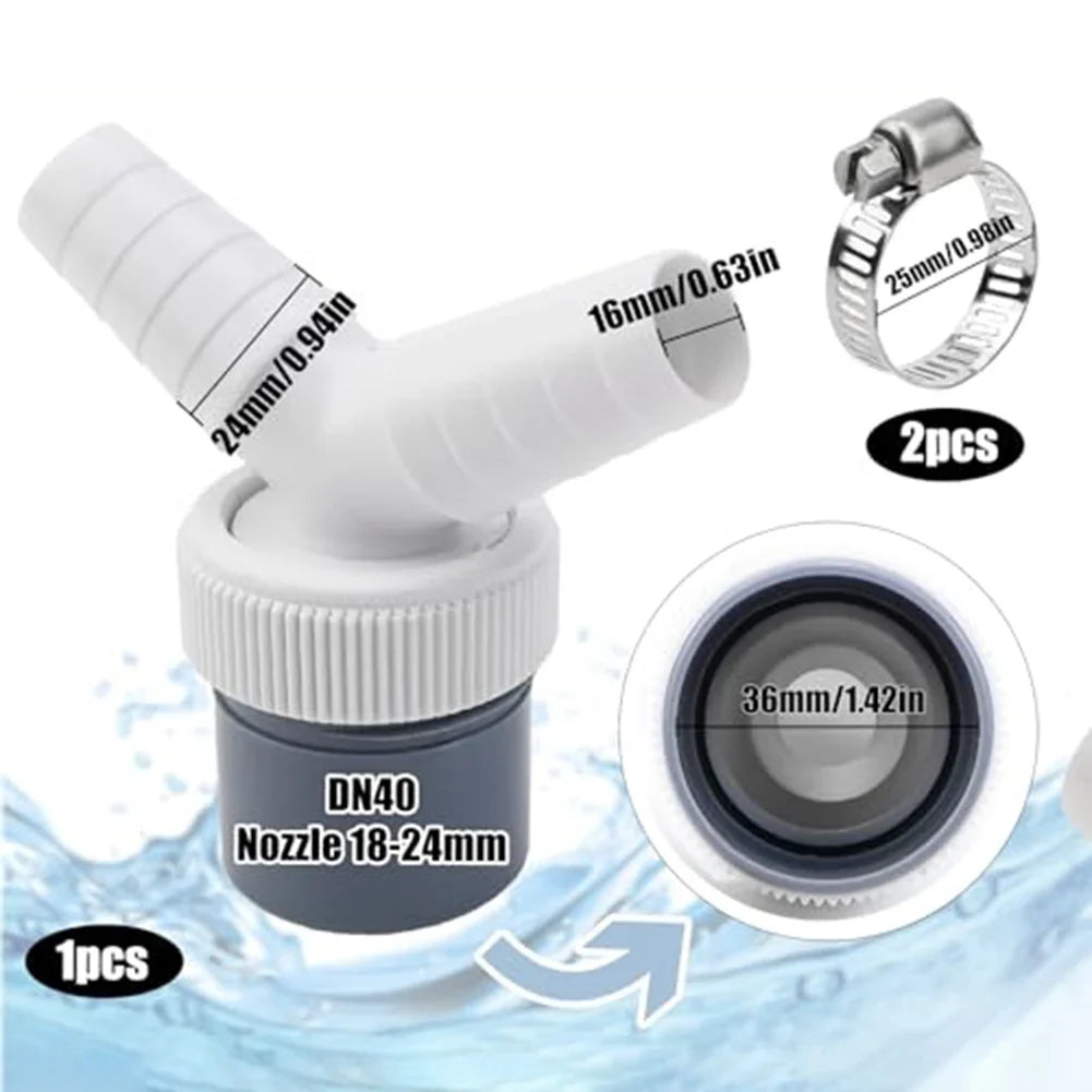 Y-Type Dual Drain Adapter | 3-Way Washing Machine Connector Drain Hose Adapter Qme Double Connection Y