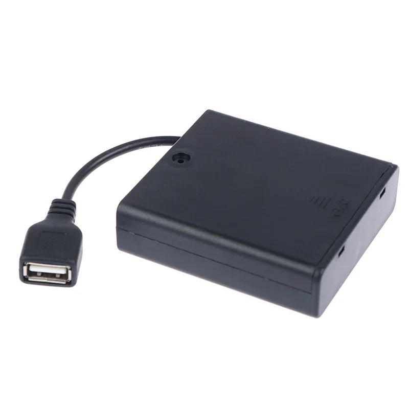 4 AA USB Battery Box 5V Mini Power Supply for LED Strip Lights USB Battery Power Supply Qme 5V 1PC