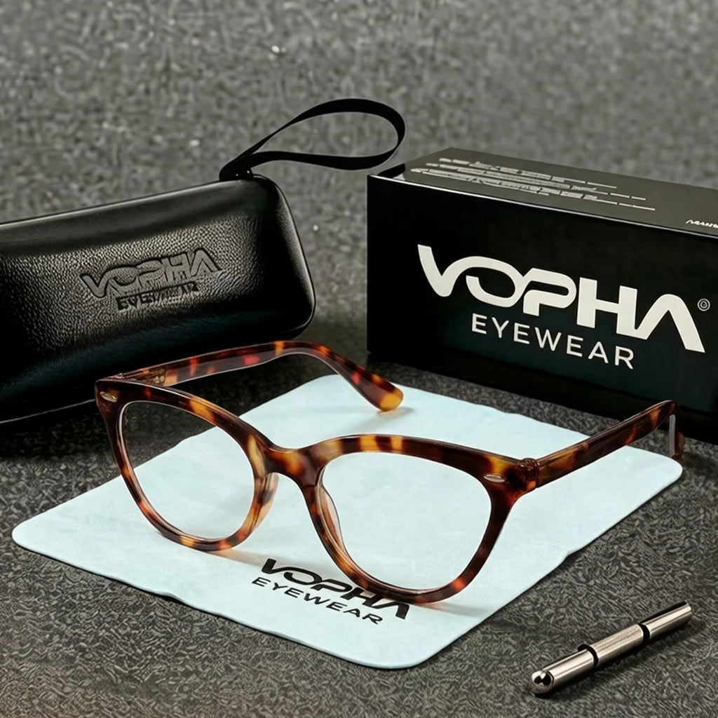 VOPHA Cat Eye Anti Blue Light Reading Glasses +1.0–+3.0 Reading Glasses Qst Tortoise +250