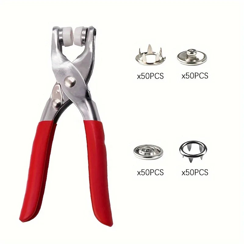 Stainless Steel Snap Fastener Pliers Kit – DIY Clothing Buttons Snap Fastener Tool Qme 200PCS Metal clamp