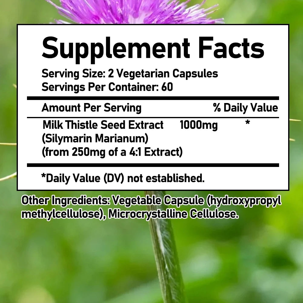 Milk Thistle Liver Cleanse Detox Capsules – Men & Women Herbal Supplement Qst
