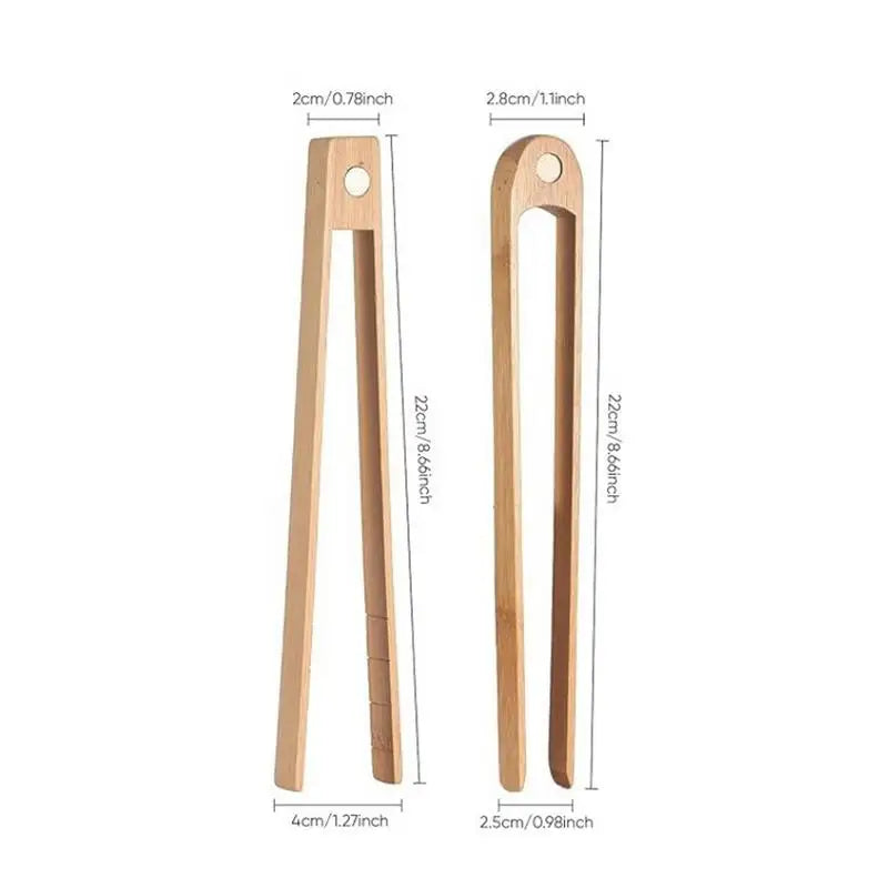 Bamboo Wooden Kitchen Tongs – Toaster, Salad & Food Serving Bamboo Kitchen Tongs Qme