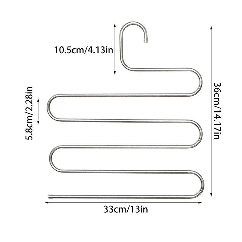 5-Layer Non-Slip Clothes & Pant Storage Rack | Aluminium Clothes Hanger Rack Qme
