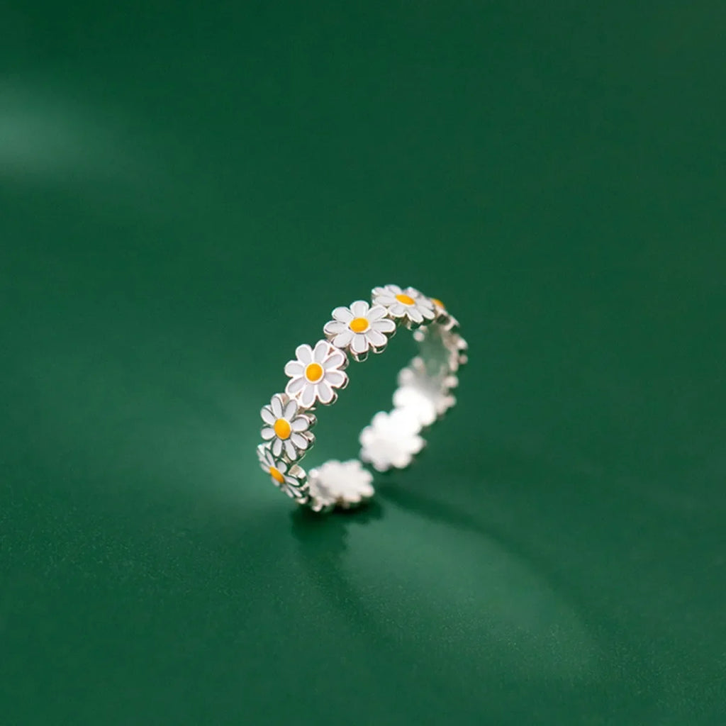 Vintage Daisy Flower Ring – Adjustable Korean Style Women's Ring Fashion Ring Qme