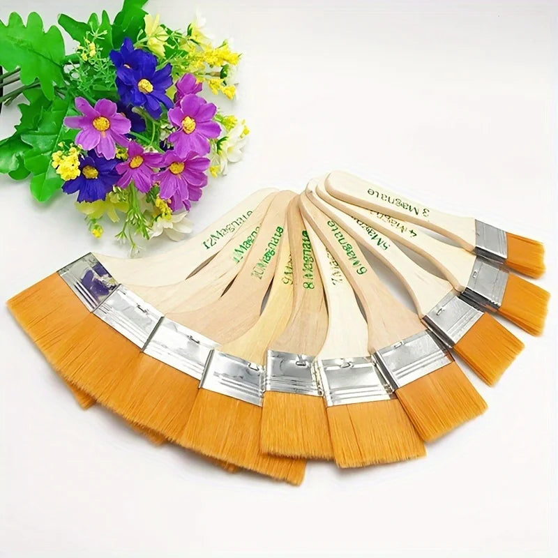 12-Piece Nylon Bristle Brush Set – Art, Painting & BBQ Paint Brush Set Qme