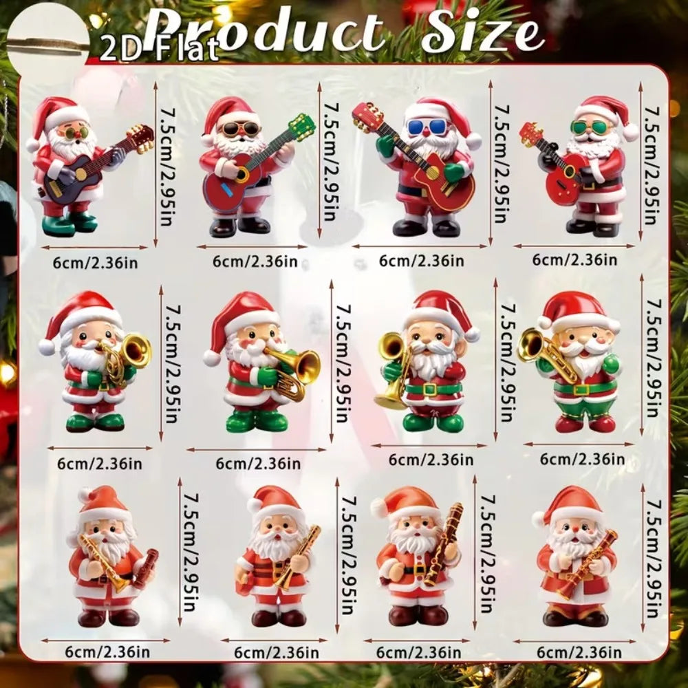 Vintage Wooden Santa Claus 2D Flat Christmas Tree Ornaments Christmas Ornaments Qme