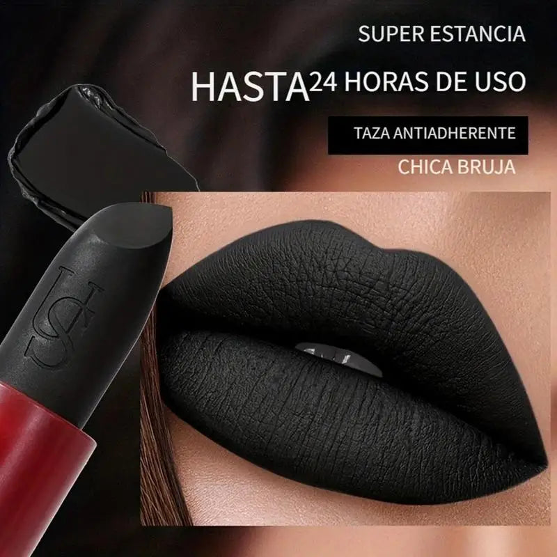 Matte Vampire Black Lipstick – Highly Pigmented Velvet Finish Matte Lipstick Qme