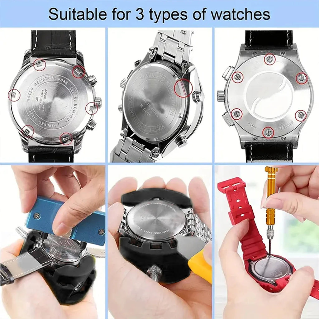 31-Piece Watch Battery Replacement & Repair Tool Kit Watch Repair Kit Qme