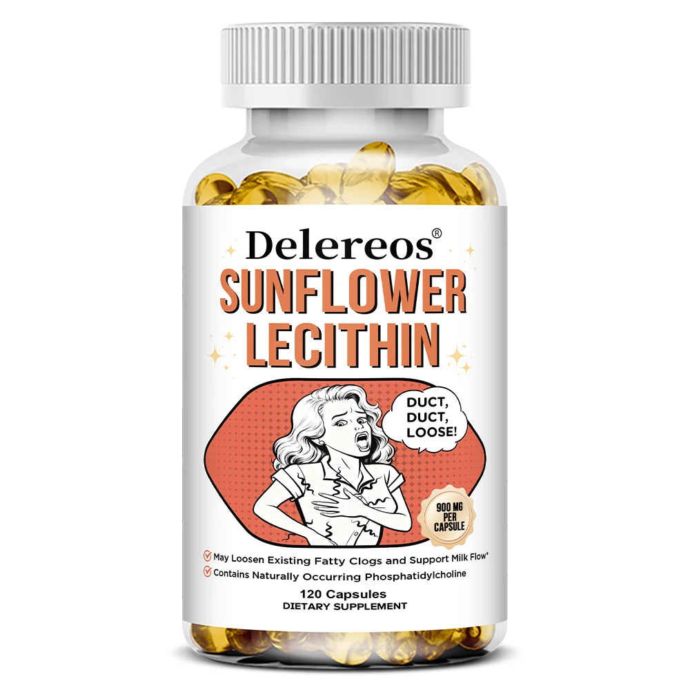 Sunflower Lecithin Softgels 900mg – Gluten-Free, Made in USA Lecithin Supplement Qst 120 count-1 bottle