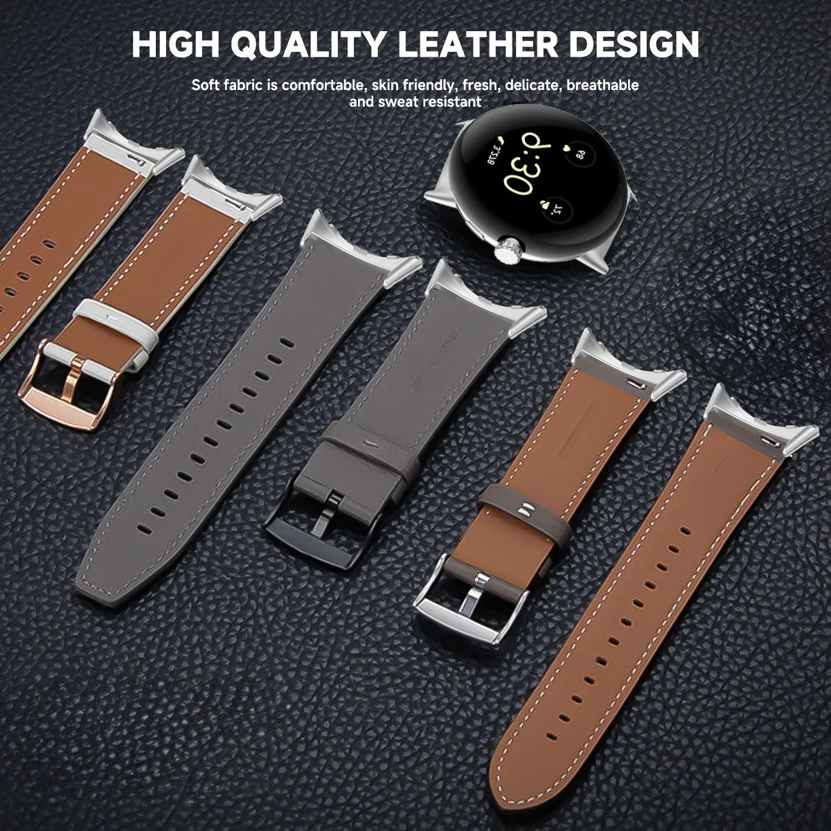 Leather Strap for Google Pixel Watch 3 41mm | 16 Colors Watch Band Qme