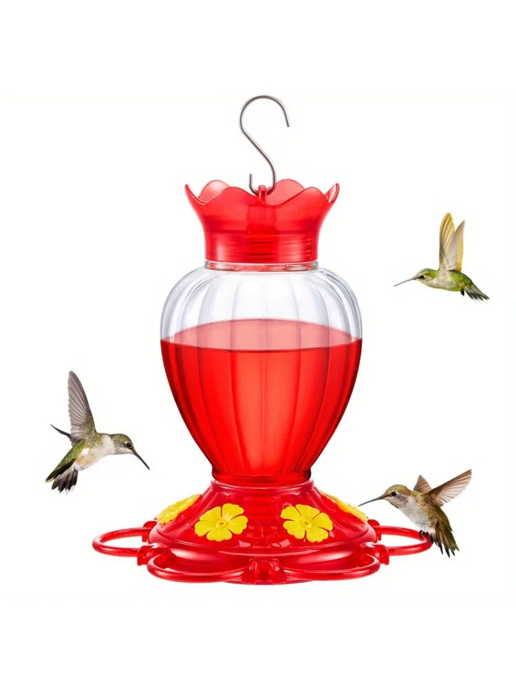 Hummingbird Hanging Water Feeder with Ant-Proof Moat – Red Hummingbird Feeder Qme Red