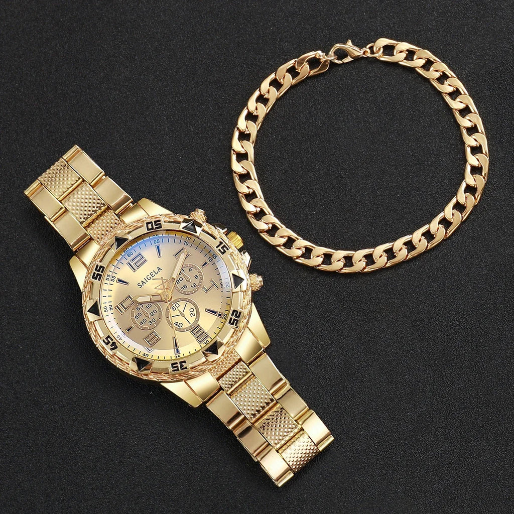 Luxury Couple Quartz Watches – Matching Men's & Women's Set Couple Watch Set Qme 2PCS Kit No Box No