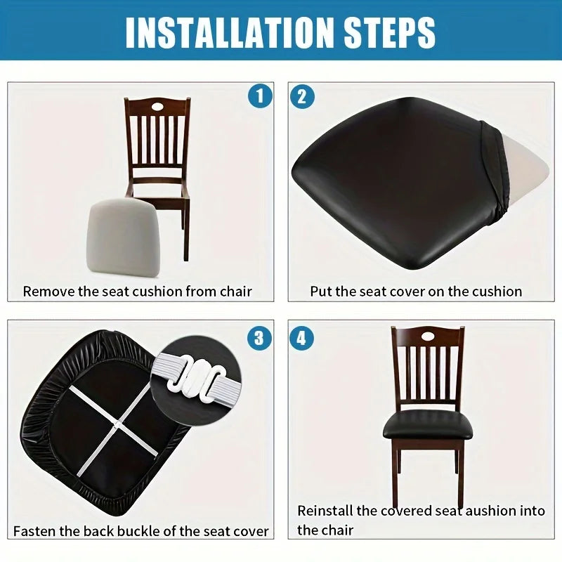 PVC Dining Chair Seat Covers – Detachable, Wipe-Clean Chair Seat Covers Qme