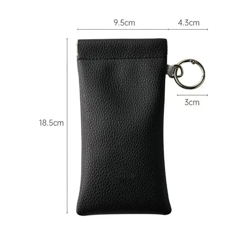 Squeeze-Top PU Leather Sunglasses Case – Soft Shell Eyewear Box Eyewear Case Qst Black