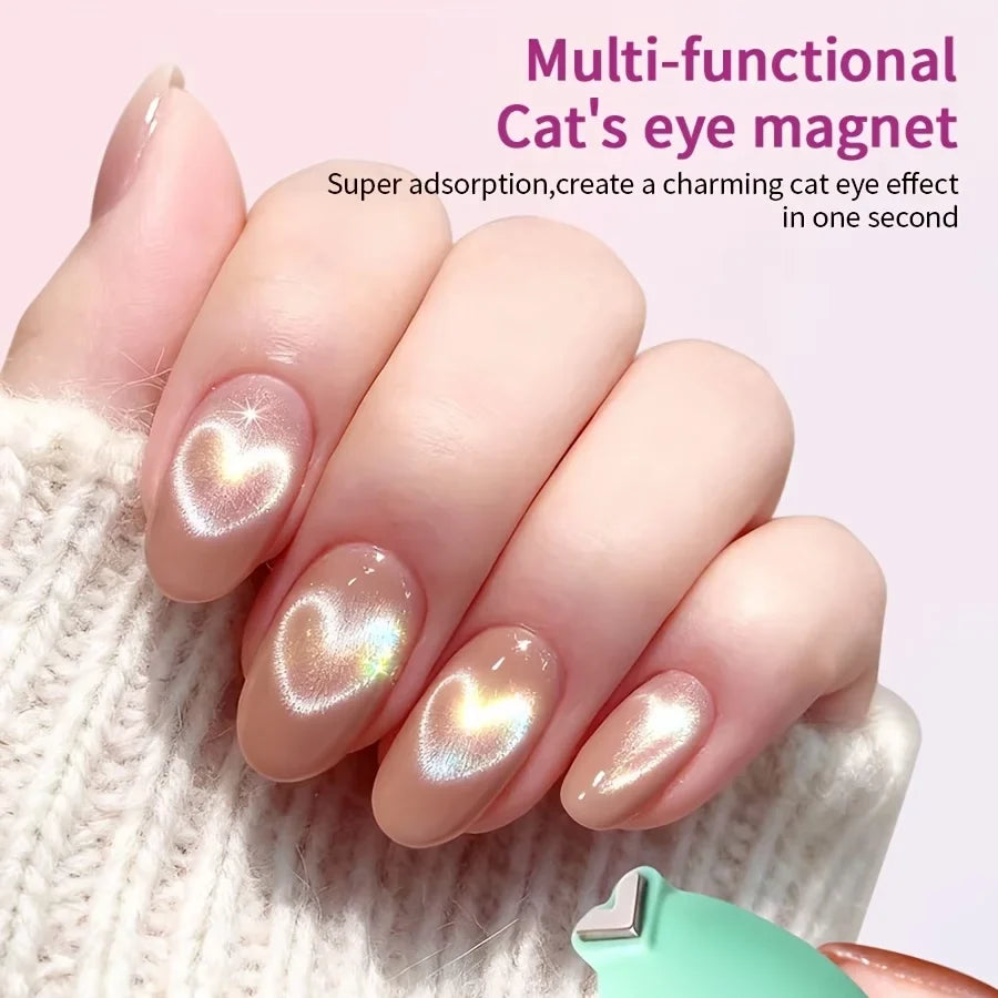 3-in-1 Heart-Shaped Cat Eye Nail Magnet | Multi-Effect Tool Nail Art Magnet Qme