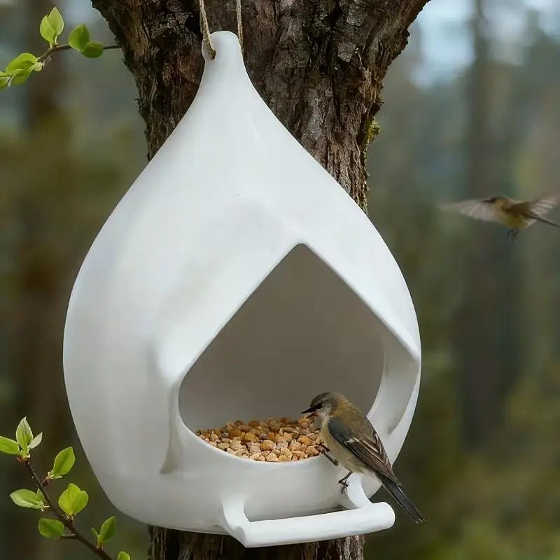 Hanging Plastic Bird Feeder – Water Drop Shape Garden Decor Hanging Bird Feeder Qme