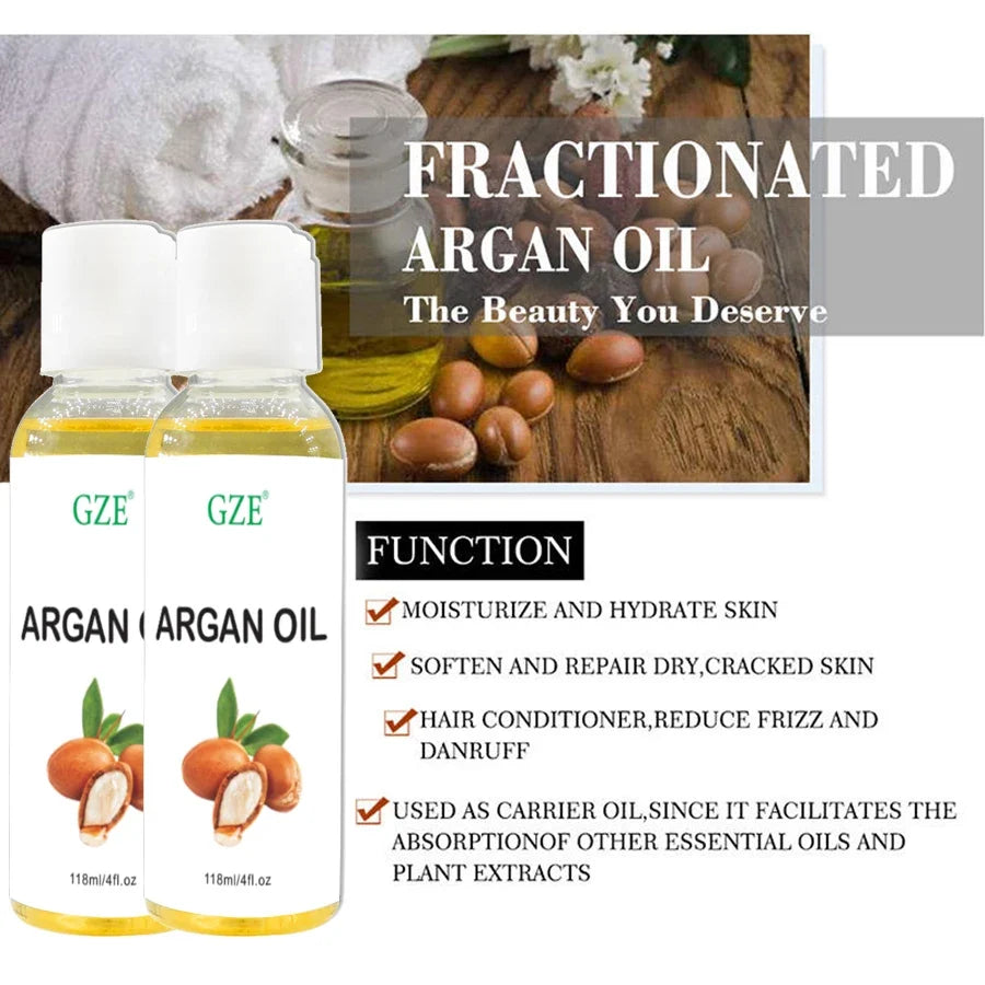 GZE Organic Moroccan Argan Oil | Cold Pressed Virgin Premium Grade Argan Hair Oil Qme