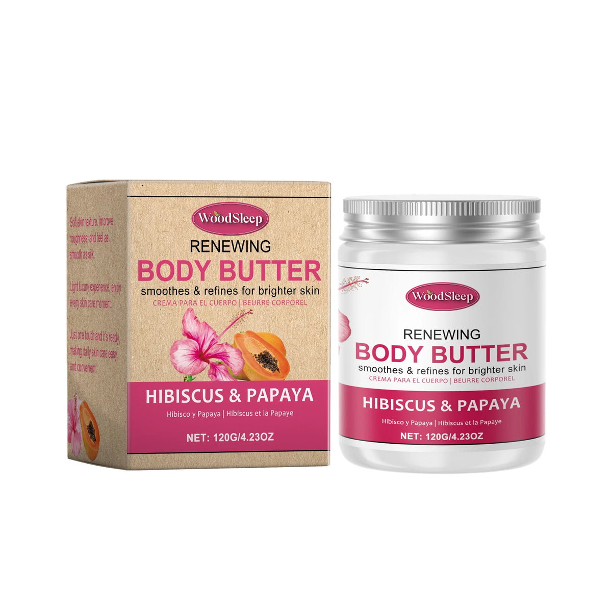 Woodsleep Coconut Body Butter Cream – Moisturizing & Firming 120g Body Butter Cream Qst Papaya Hibiscus