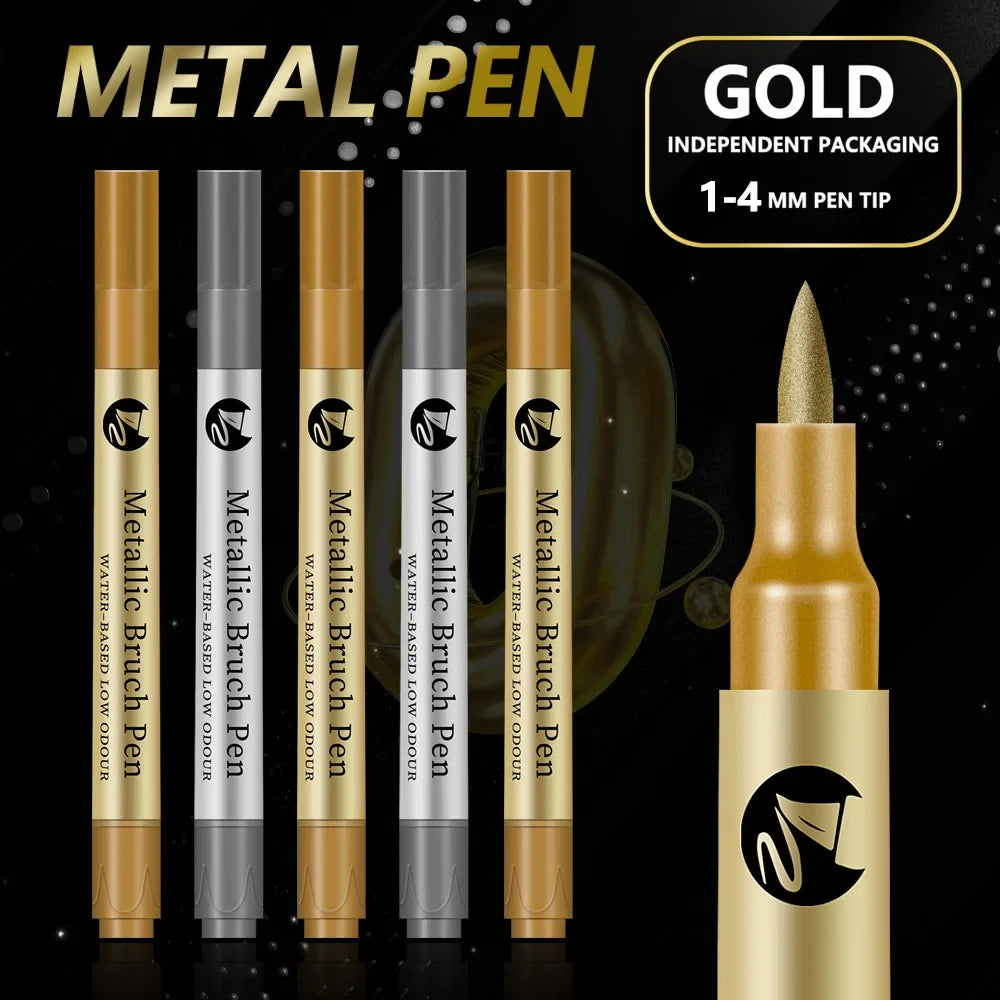Gold & Silver Metallic Marker Pens – Waterproof Permanent Paint Metallic Paint Markers Qme