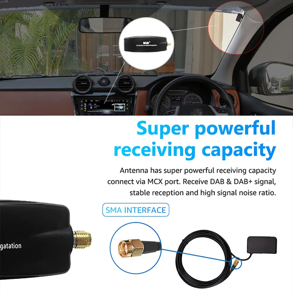 Car DAB+ USB Radio Receiver Adapter & Antenna for Android DAB+ Car Radio Adapter Qme