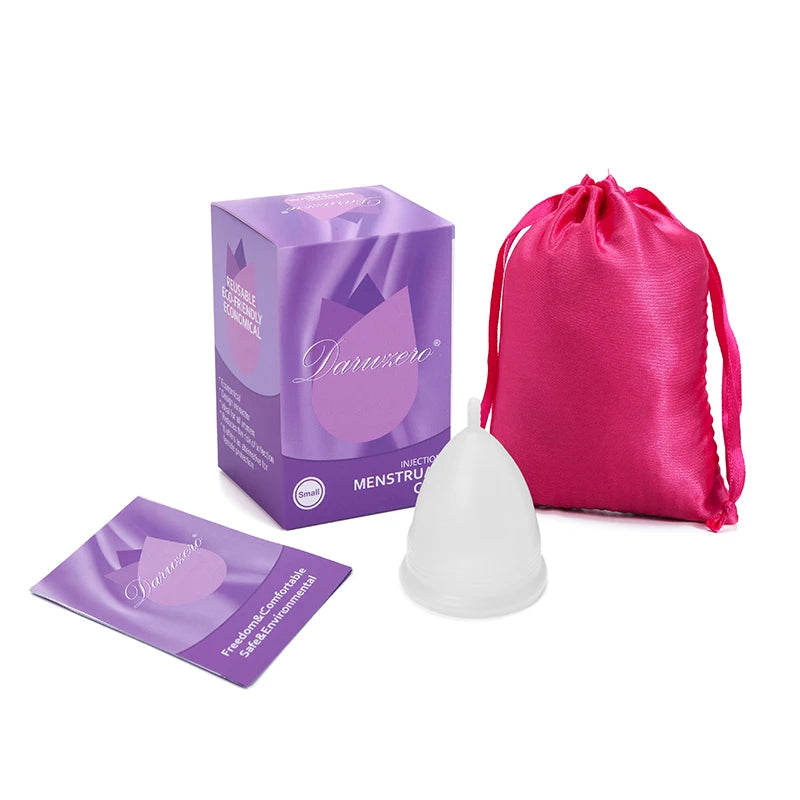 XceeFit Medical Silicone Menstrual Cup – Reusable, 2 Sizes Menstrual Cup Qst White-1pcs S