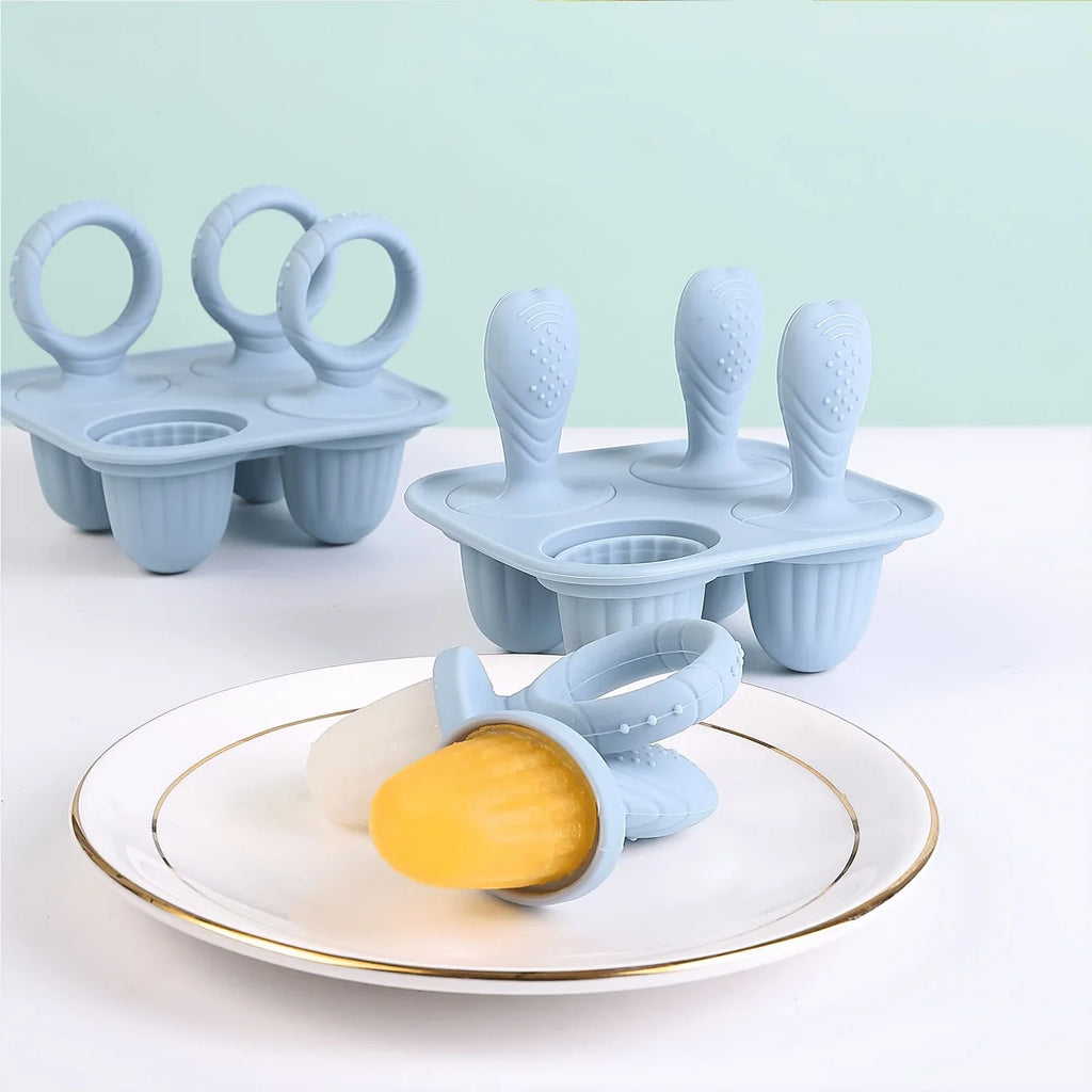 4-Piece Cube Silicone Popsicle Mold – Ice Cream Bar Set Silicone Popsicle Mold Qme