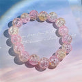 Imitation Bodhi Gradient Glass Bead Bracelet – 14 Colors Glass Bead Bracelet Qme pink yellow 10mm