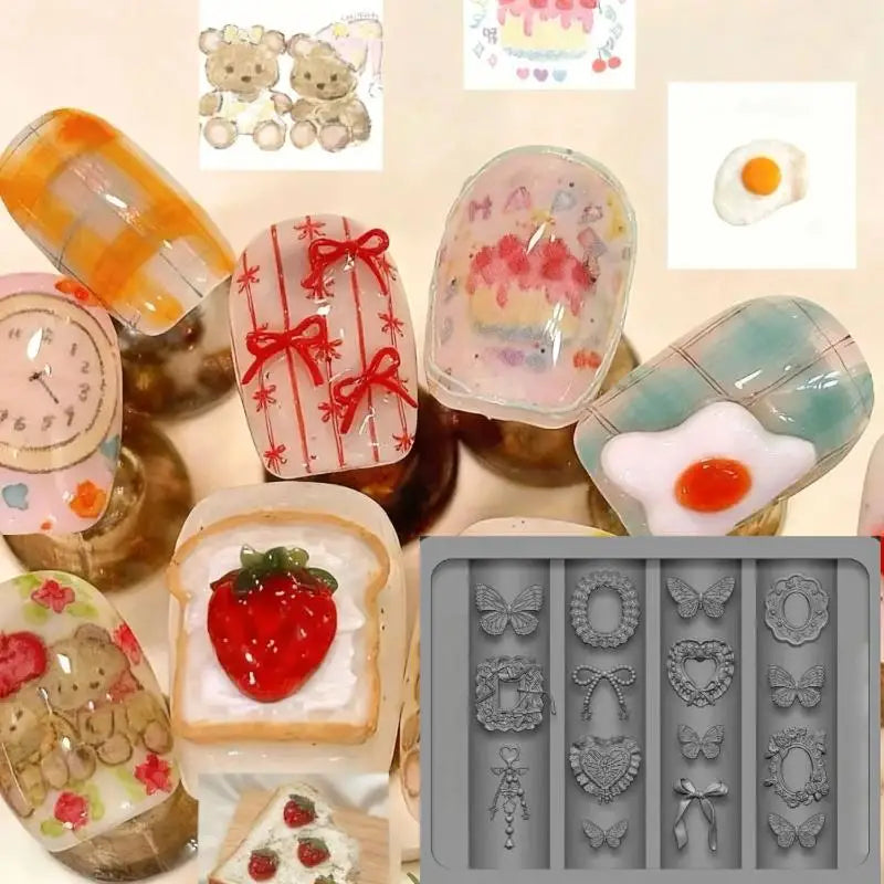 3D Silicone Nail Art Mold – Bow Heart Butterfly Rabbit DIY Nail Art Mold Qst