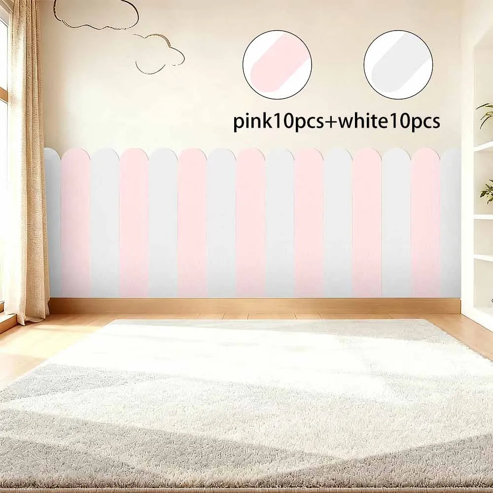 20-Piece Two-Color Self-Adhesive Wall Stickers | Thickened PVC Wall Stickers Qme white and pink 60cmX15cm-20pcs