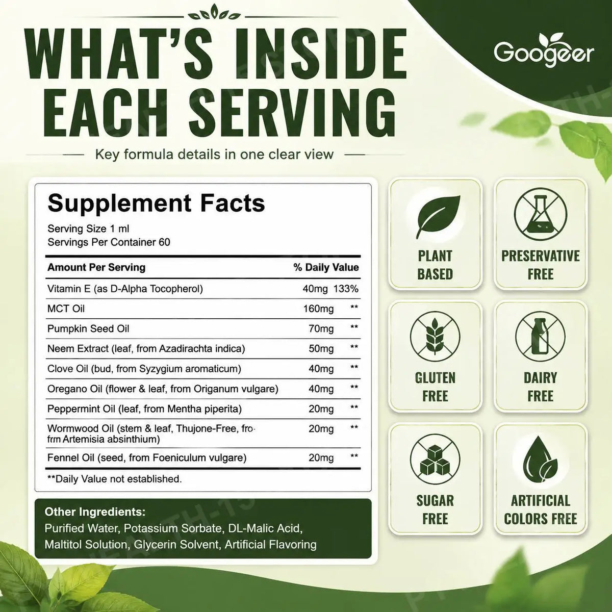 Googeer Fulvic Acid Gut Cleanse Drops – MCT & Wormwood Oil Kit Gut Cleanse Drops Qst