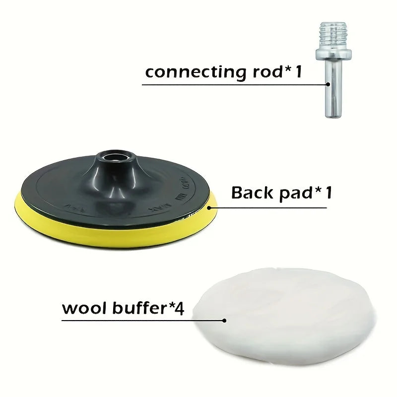 6-Piece Car Polishing Pads & Waxing Sponge Disc Set – Wool Car Polishing Pad Set Qme