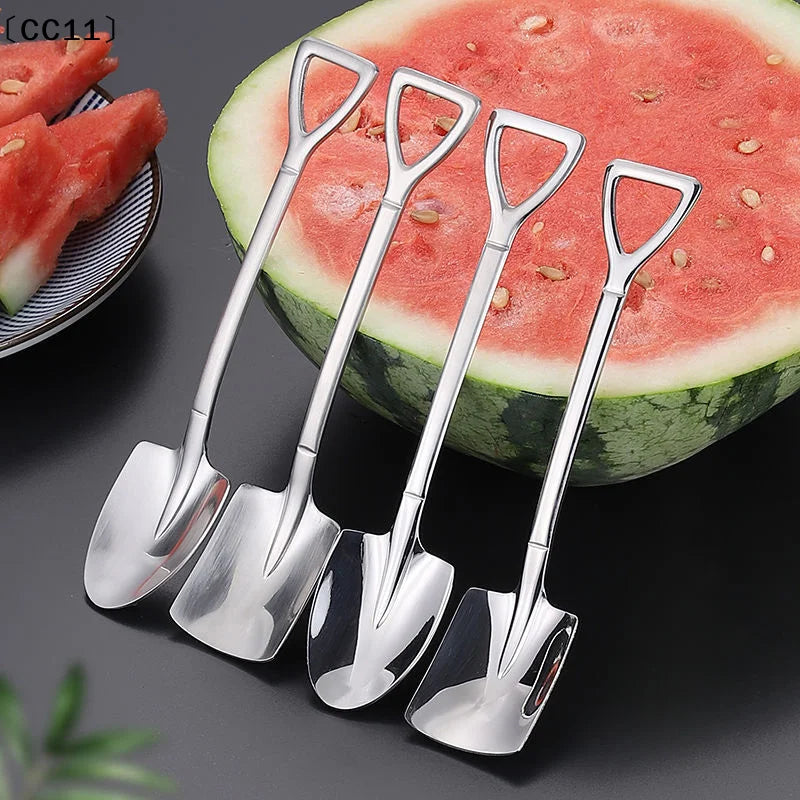 Stainless Steel Shovel Teaspoon – Coffee & Dessert Spoon Novelty Teaspoon Qme