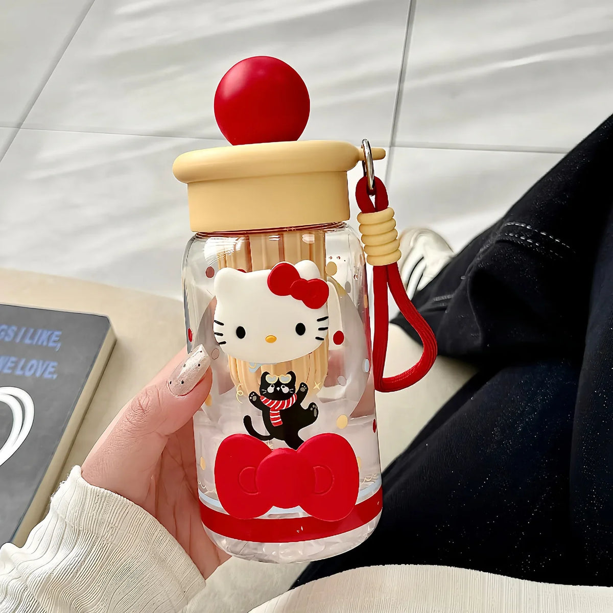 Hello Kitty Large-Capacity Plastic Straw Cup – Portable Girls Plastic Straw Cup Qme 1 500ml