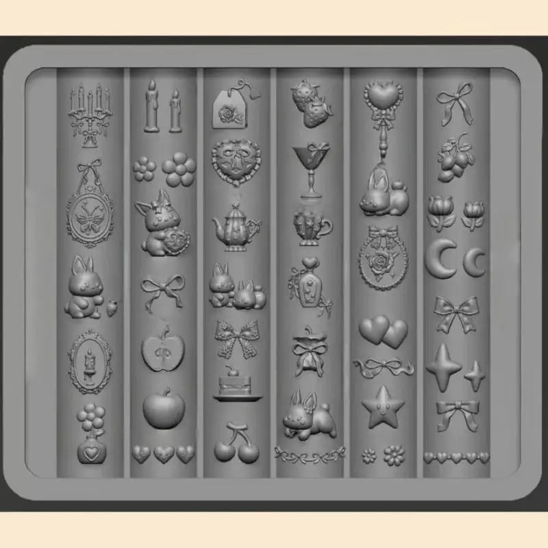 3D Silicone Nail Art Mold – Bow Heart Butterfly Rabbit DIY Nail Art Mold Qst B