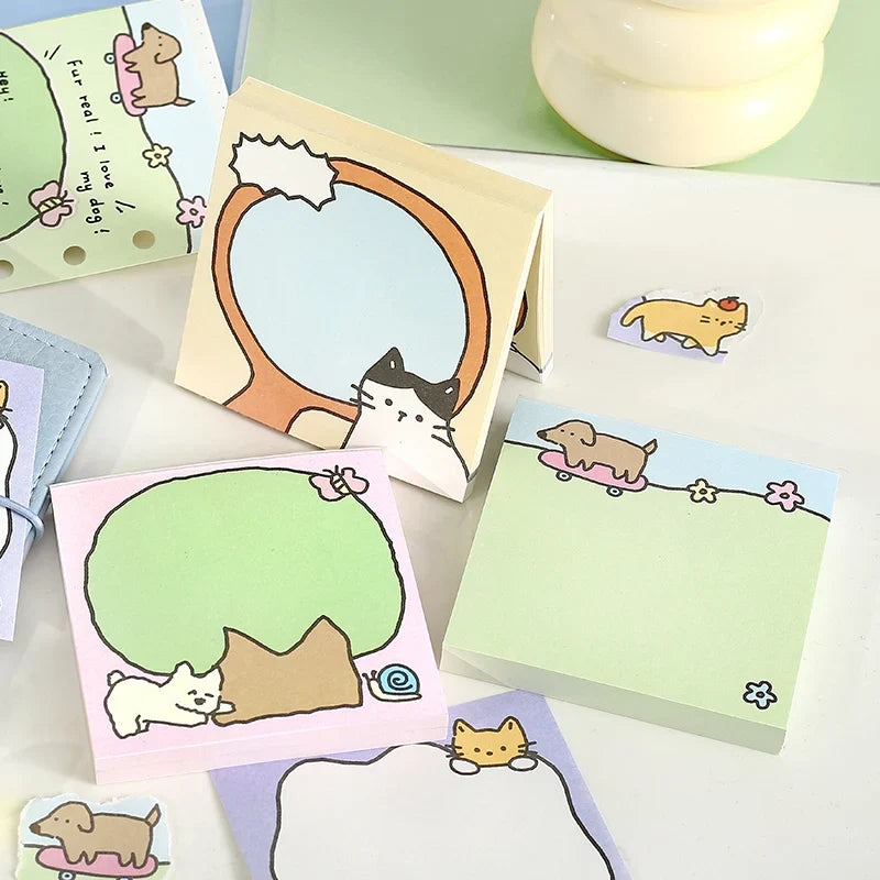 Cute Animal Sticky Notes – 100 Sheets Cartoon Adhesive Memo Pad Cartoon Sticky Notes Qme