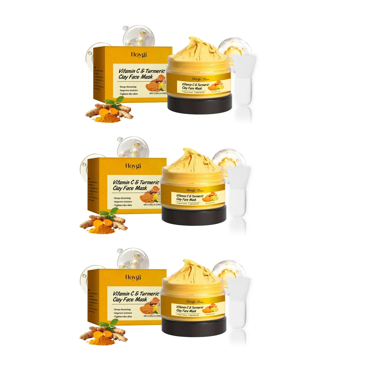 Vitamin C Turmeric Clay Mask – Cleansing & Hydrating | Qme Clay Face Mask Qme 3 x 120g boxed