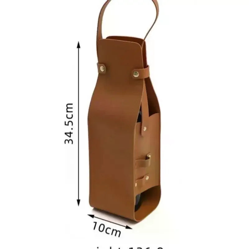 Elegant Reusable PU Leather Wine Bag | Double Layer Tote Wine Bottle Tote Qme