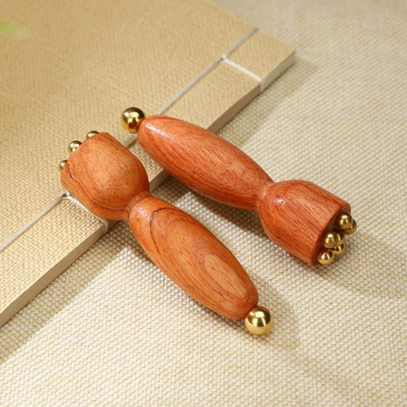 Mini Lotus Seedpod Gua Sha Tool – Brass & Wood Facial Massager Gua Sha Massager Qme