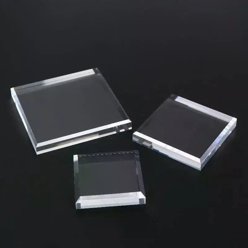 Square Crystal Glass Jewelry Display Stand | Non-Slip Base Jewelry Display Stand Qme