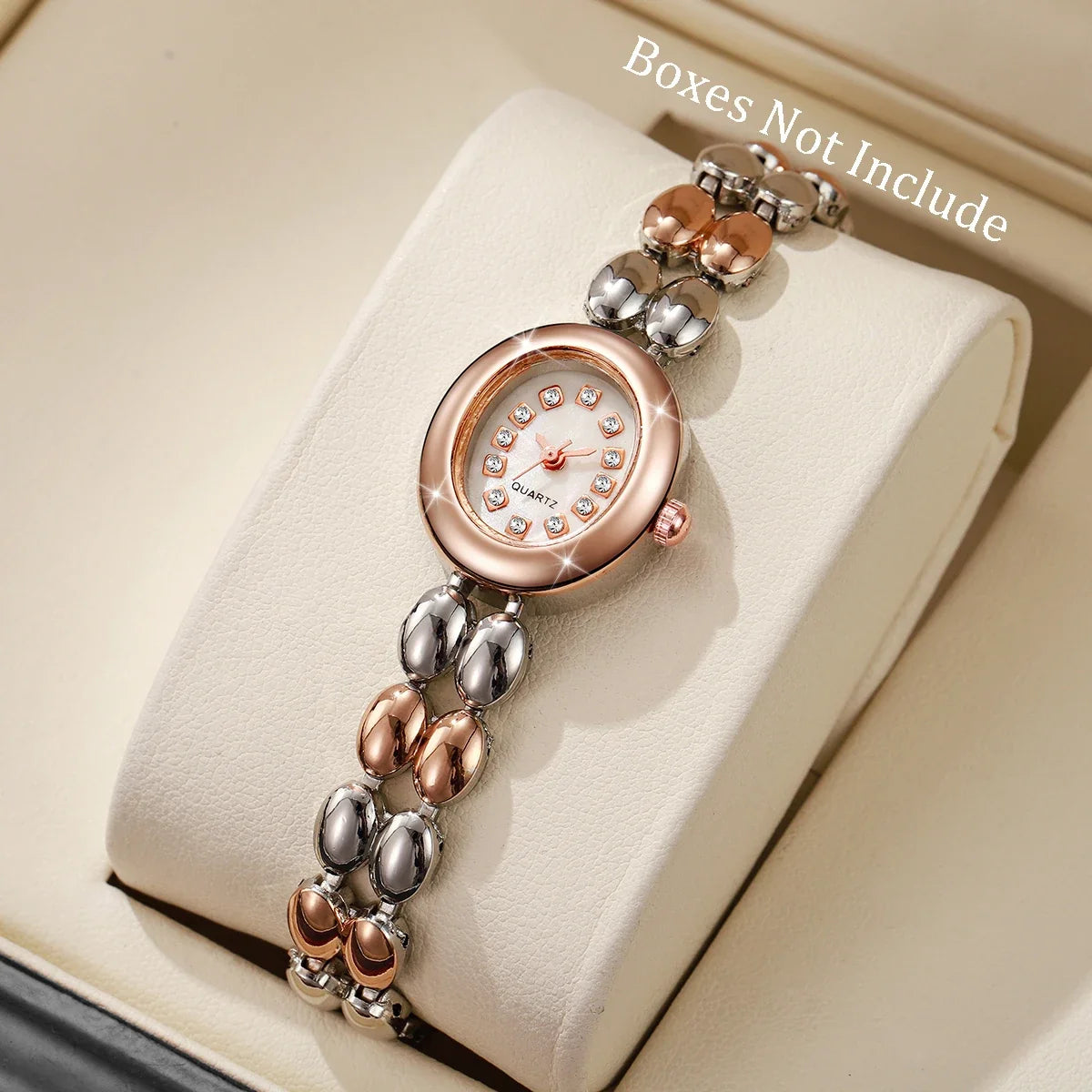 Women's Rhinestone Quartz Bracelet Watch – Elegant Style Bracelet Watch Qme Rose