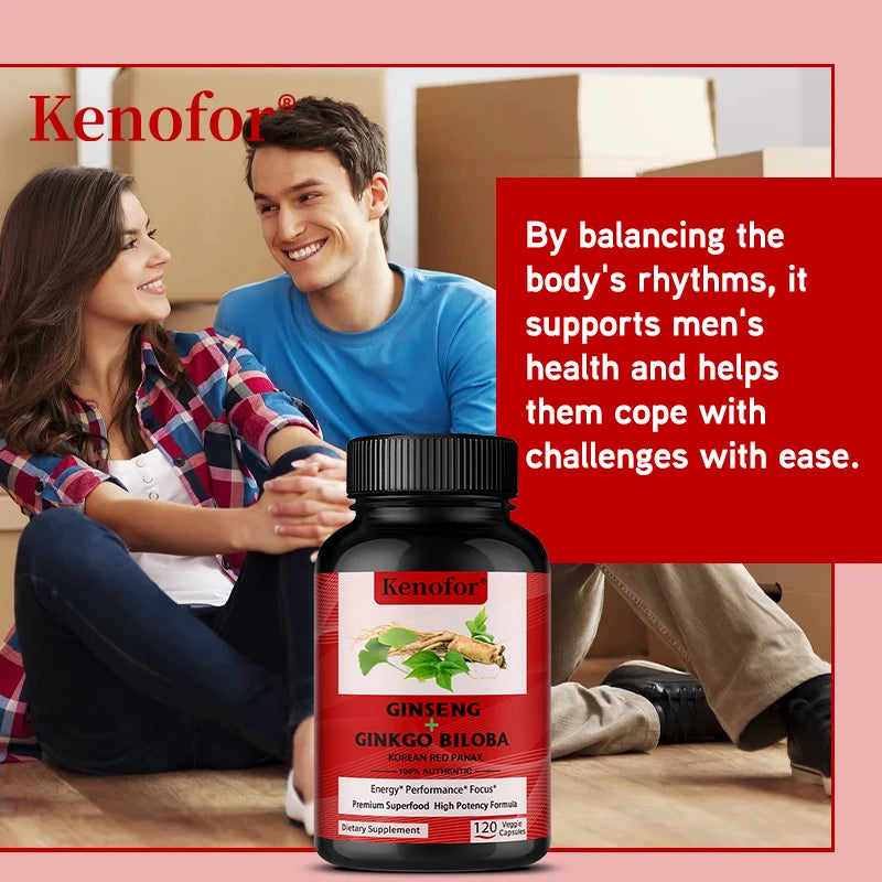 Ginseng & Ginkgo Biloba Capsules – Memory & Focus Support Herbal Supplement Qst