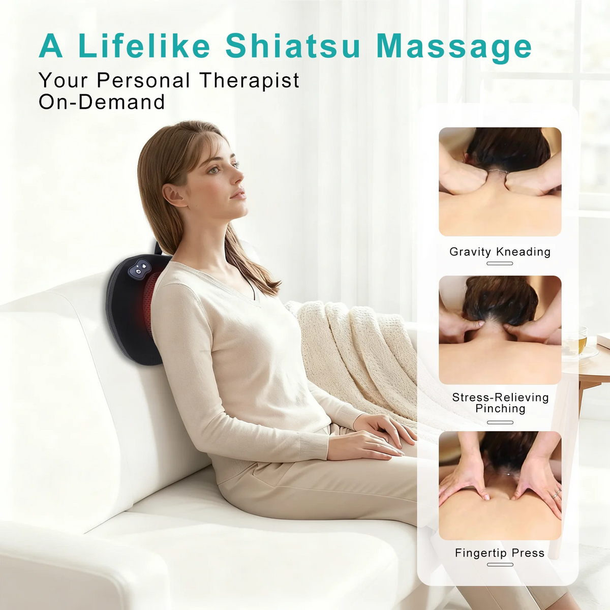 LEERCON Cordless Shiatsu Back & Neck Massager with Heat Shiatsu Massage Pillow Qst