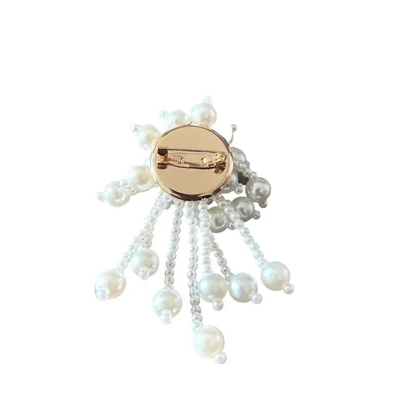 Beaded Tassel Flower Brooch Pin – French Elegance Style Brooch Pin Qme