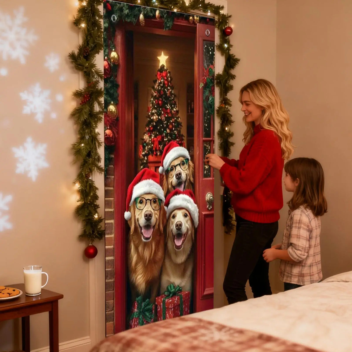 Christmas Front Door Cover 2D Holiday Decoration Banner Holiday Door Decoration Qme