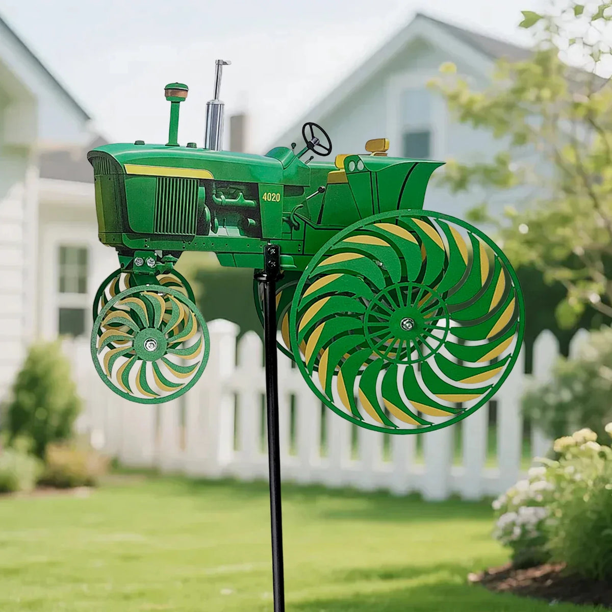 Green Tractor Windmill Stake Outdoor Wind Spinner | Garden Decor Garden Wind Spinner Qme